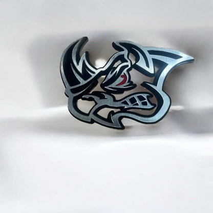 Rhino Badges Emblem Red Eye Car/Truck,(2) BADGES, Fender Angry Agressive Raging