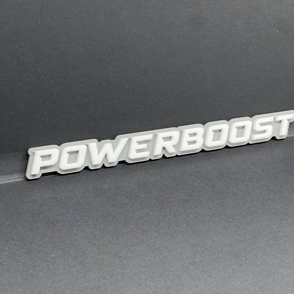 1PC POWERBOOST White Emblem Custom Fender or Tailgate Badge for Car SUV or Truck