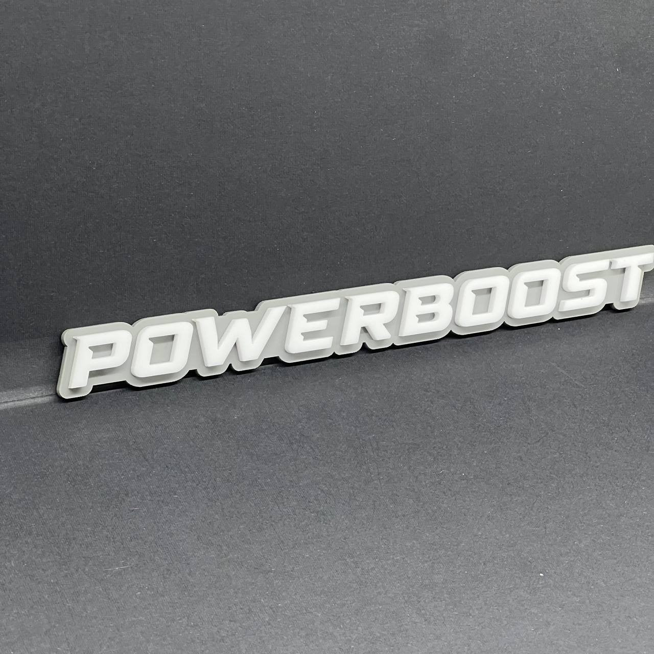 1PC POWERBOOST White Emblem Custom Fender or Tailgate Badge for Car SUV or Truck