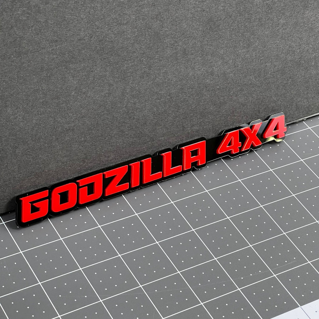 1PC GODZILLA 4x4 Emblem – Durable 3D Multicolor Acrylic Car & Truck Badge