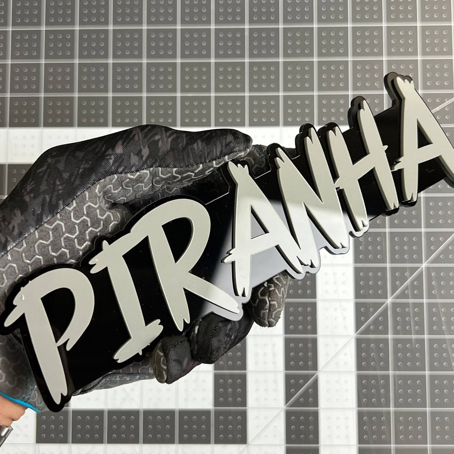 1PCS PIRANHA Emblem – Custom 3D Acrylic Multicolor Car & Truck Badge
