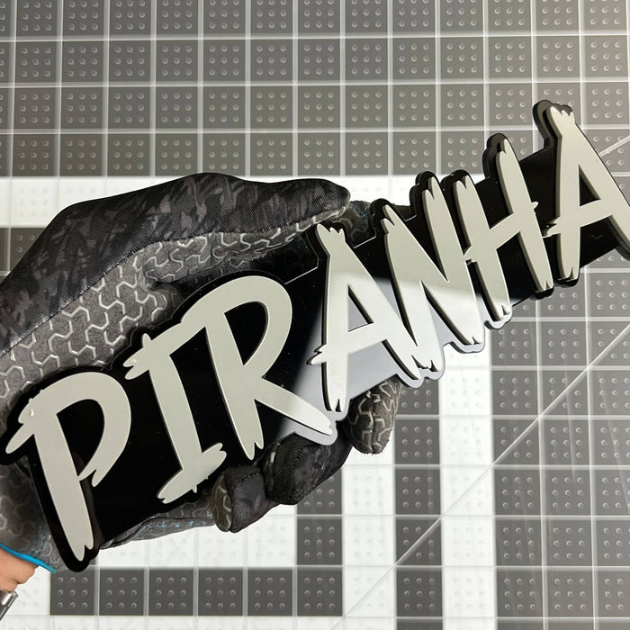1PCS PIRANHA Emblem – Custom 3D Acrylic Multicolor Car & Truck Badge