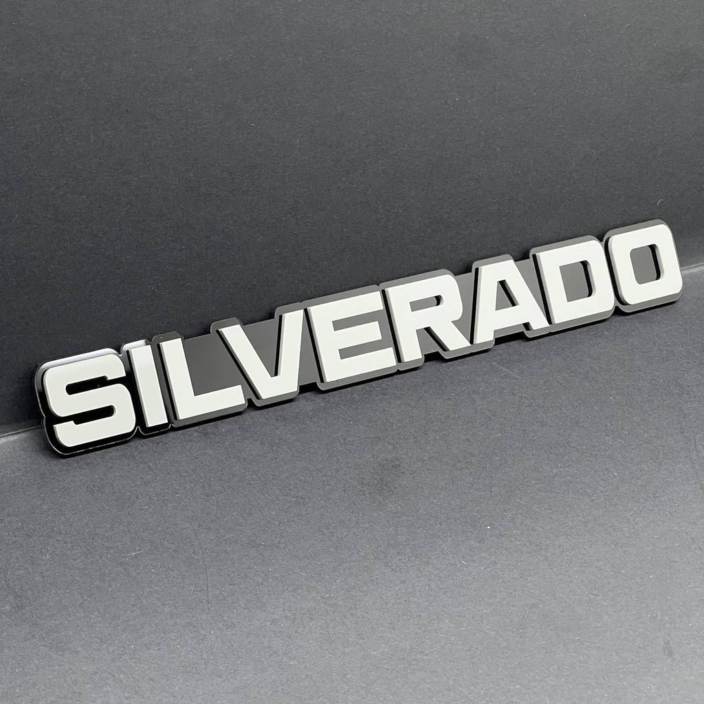2PCS Gray SILVERADO EMBLEM BADGE FOR SILVERADO