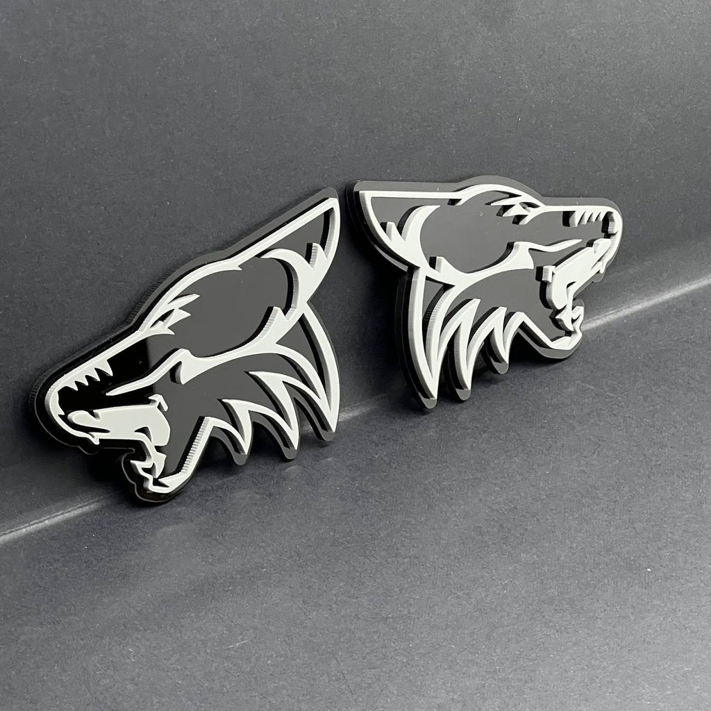 2PCS COYOTE Emblem Badges Fender Angry Aggressive Racing