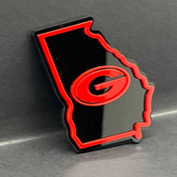 1PC Georgia Bulldogs Emblem – 3D Multicolor Acrylic Car & SUV Badge