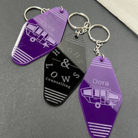 Personalized Hotel Key Tag – Black Keychain with Custom Logo & Room Number