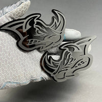 2pcs Rhino Badges Emblem Black Mate Black BADGES Fender Angry Agressive Raging
