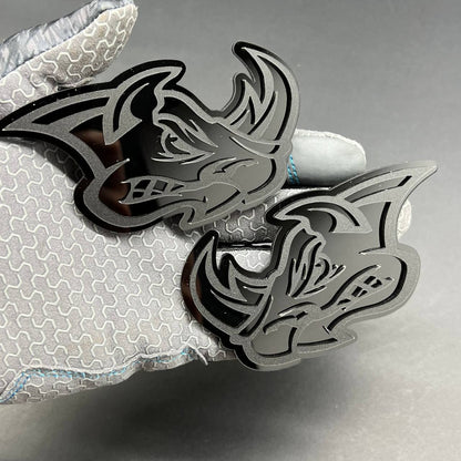 2pcs Rhino Badges Emblem Black Mate Black BADGES Fender Angry Agressive Raging