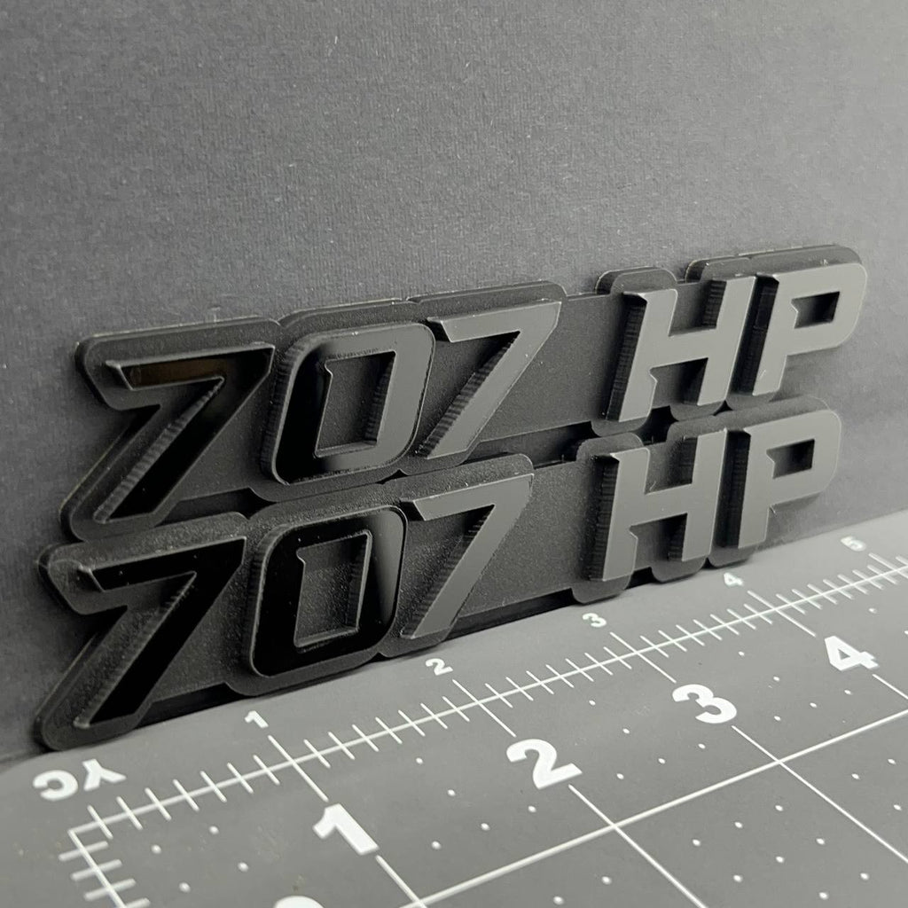 2PCS 707HP Emblems – 3D Acrylic Fender Engine Badge Pair for Car Truck SUV