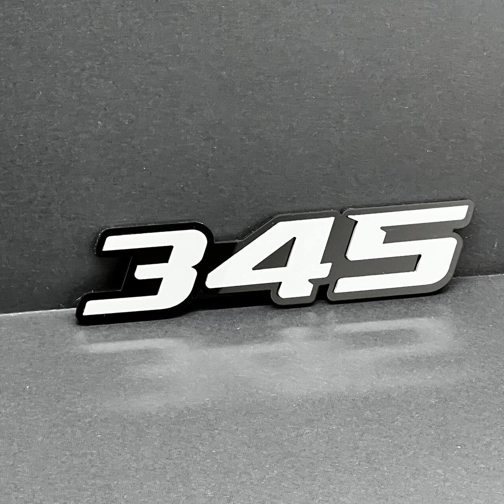 2x White black 345 Hemi Emblems 345 Side Fender Badge 3D for 345 Emblem