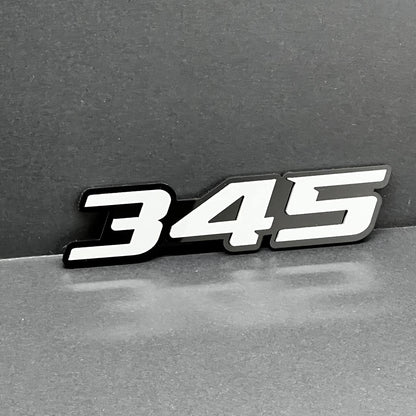 2x White black 345 Hemi Emblems 345 Side Fender Badge 3D for 345 Emblem