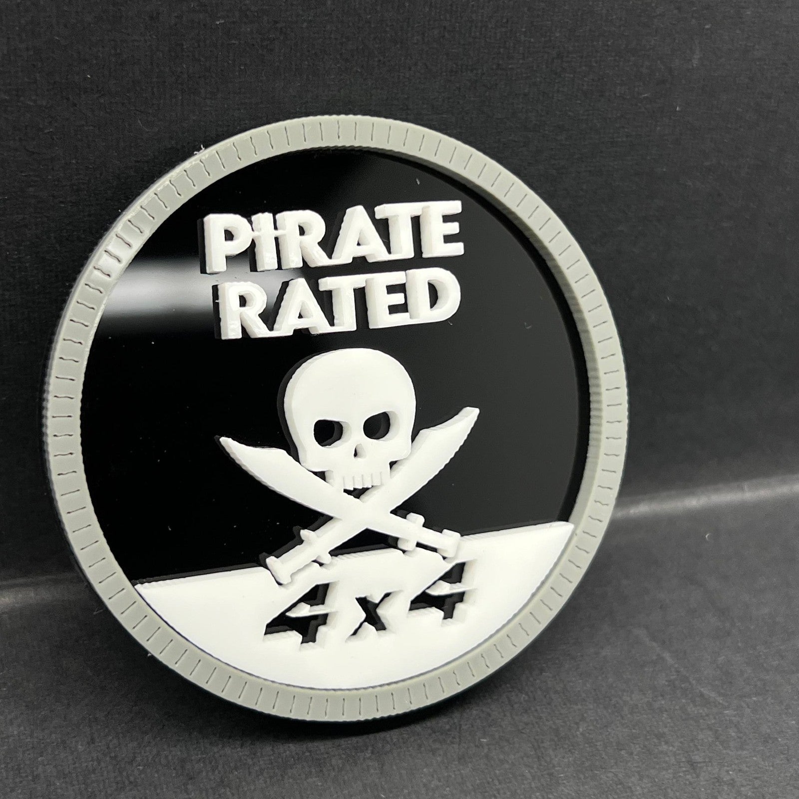 1pc PIRATE RATED 3D Emblem – Multicolor Acrylic Badge for Car Fender & Trunk