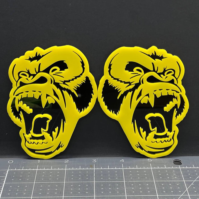 2PCS Gorilla Emblem Badges – 3D Angry Car & Truck Fender Decal Stickers