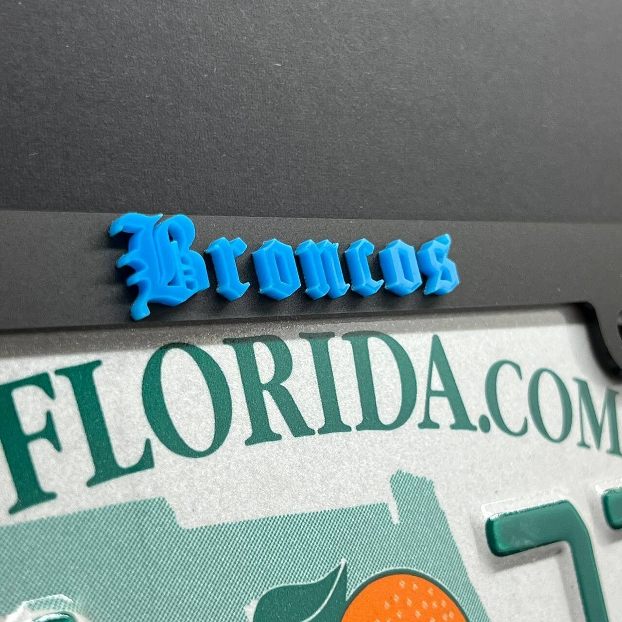 BRONCO MOUNTAINS LICENSE PLATE FRAME COLOR CHOICE -HIKING-MOUNTAINS-CAMPING