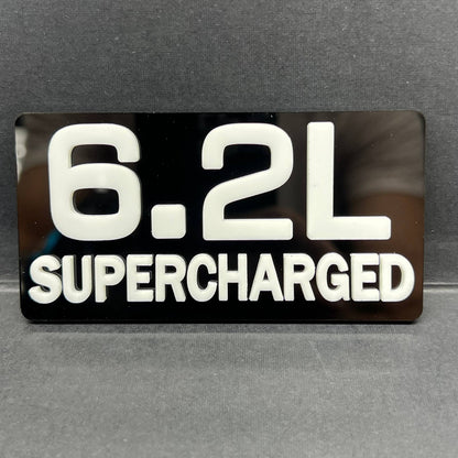 1PC 6.2L SUPERCHARGED – Acrylic Tailgate or Fender Badge for Car, SUV, Truck