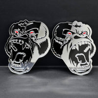 Gorilla Mirror Emblem Badges Car Truck (2 BADGES) Fender Angry Agressive