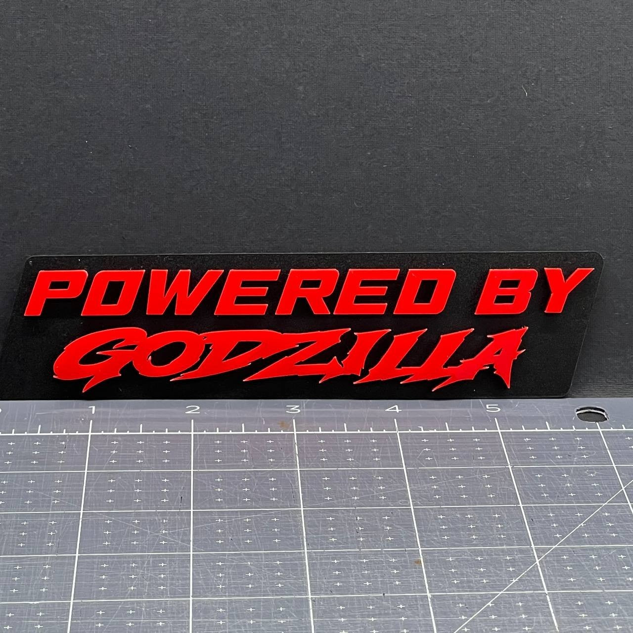 1PC POWERED BY GODZILLA Emblem – 3D Exterior Badge Decal for Trunk Fender Door