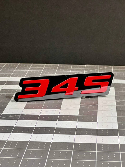 2PCS Red Black 345 Hemi Emblems 345 Side Fender Badge 3D for 345 Emblem