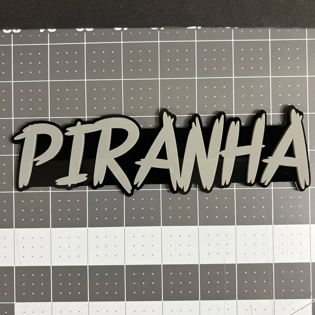 1PCS PIRANHA Emblem – Custom 3D Acrylic Multicolor Car & Truck Badge