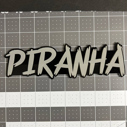 1PCS PIRANHA Emblem – Custom 3D Acrylic Multicolor Car & Truck Badge