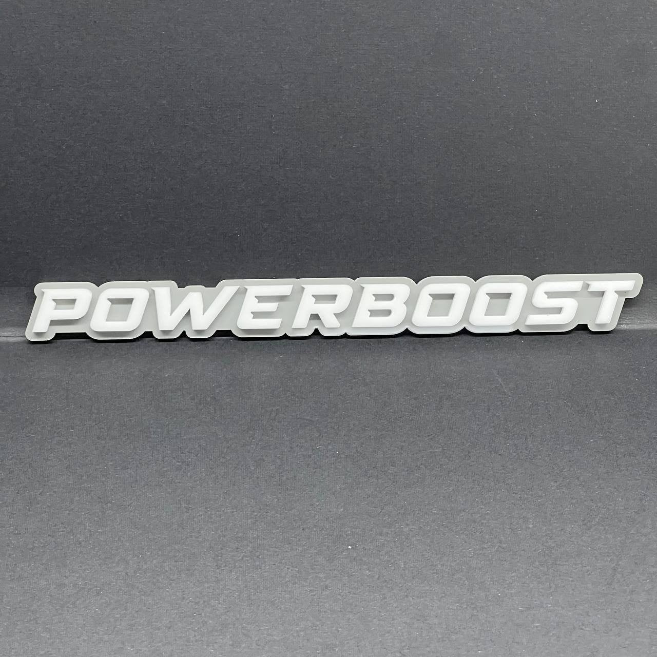 1PC POWERBOOST White Emblem Custom Fender or Tailgate Badge for Car SUV or Truck