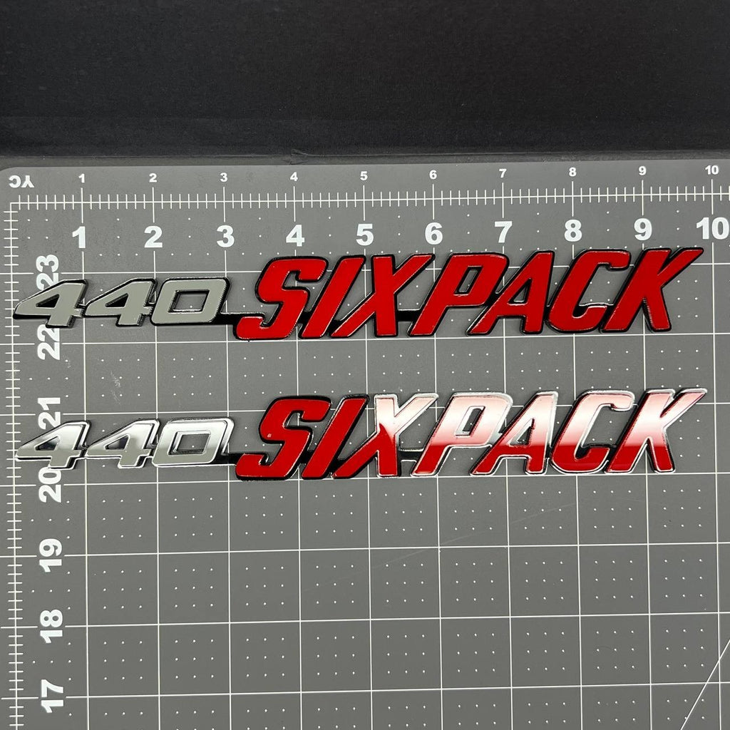 2PCS 340/440 SIX PACK Side Emblems – Muscle Car Multicolor Fender Badges