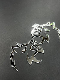 Mirror Wolf Badges Emblem Car/Truck, (2) BADGES, Fender Angry Agressive Raging
