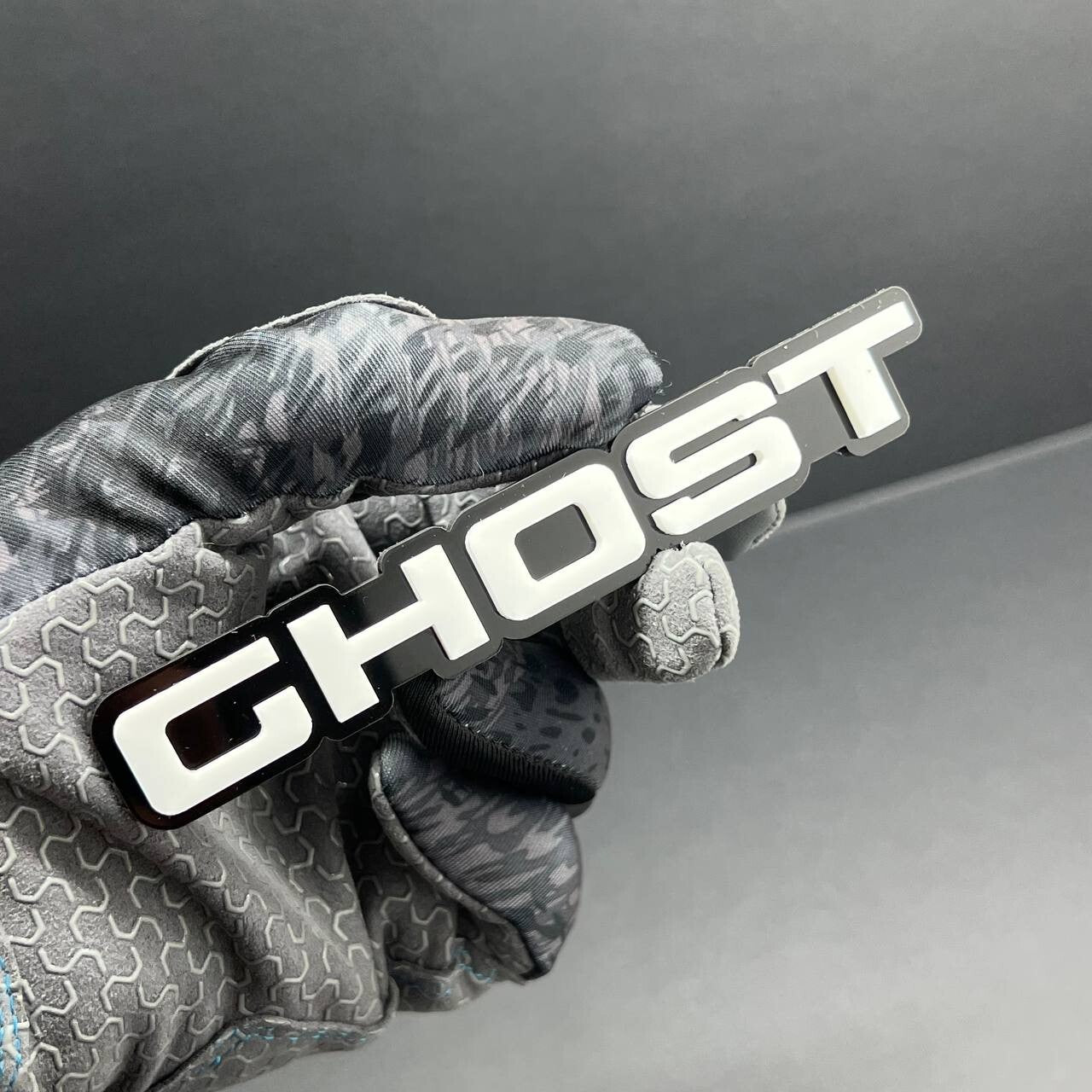 2pcs GHOST Black White Emblem Car Side Fender Grill Trunk Badge Sticker Decal
