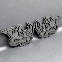 2pcs Rhino Badges Emblem Black Mate Black BADGES Fender Angry Agressive Raging