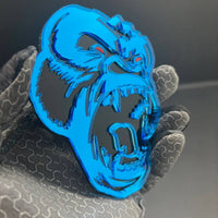 2PCS Gorilla Mirror blue Emblem Badges – Angry Fender Decals for Car/Truck