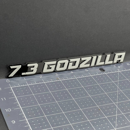 2PCS 7.3L GODZILLA Emblems Grey – 3D Fender Badges for Ford Engine Truck or SUV