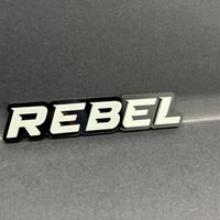 1PC REBEL Emblem Grey – 3D Acrylic Tailgate Badge Decal for Car, Truck, SUV