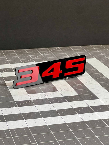 2PCS Red Black 345 Hemi Emblems 345 Side Fender Badge 3D for 345 Emblem