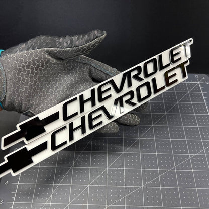 2PCS Chevrolet Emblem Badge – White & Black 3D Car Fender & Trunk Decals