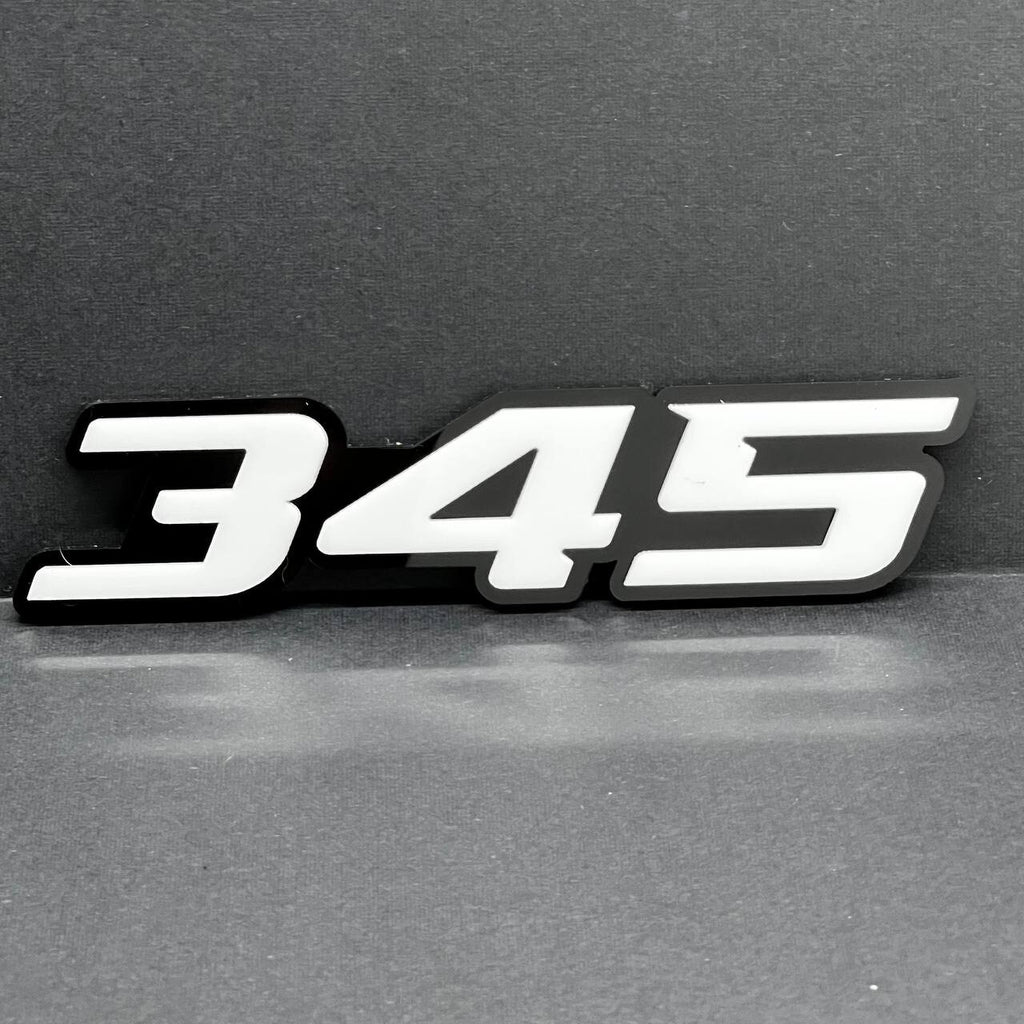 2x White black 345 Hemi Emblems 345 Side Fender Badge 3D for 345 Emblem