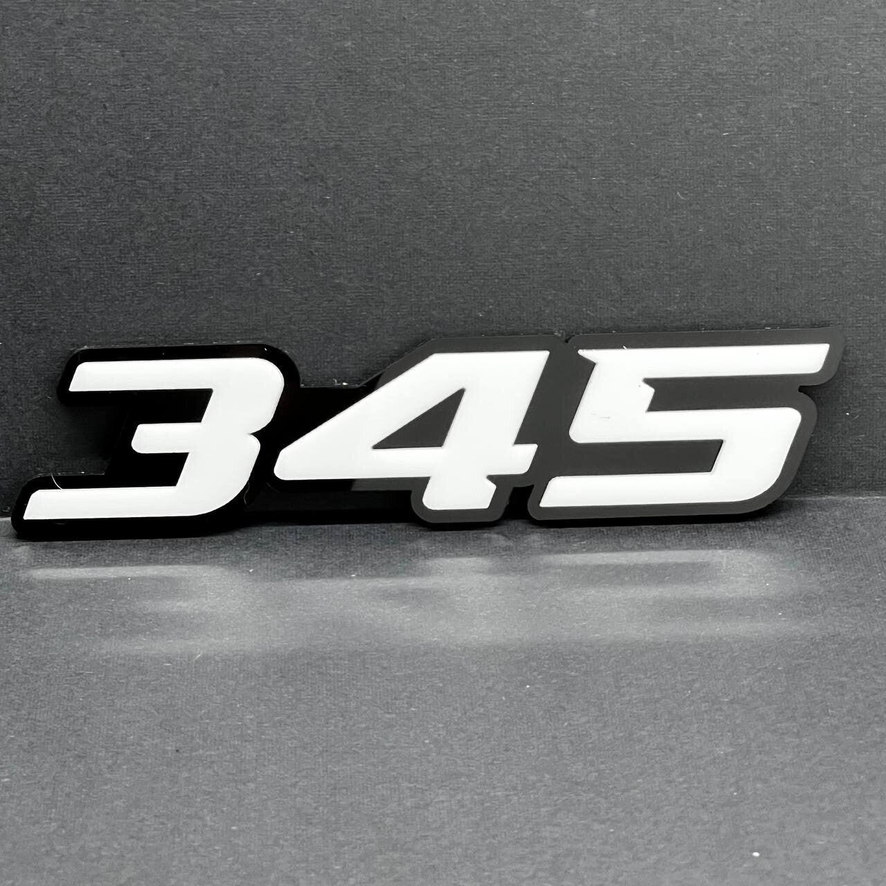 2x White black 345 Hemi Emblems 345 Side Fender Badge 3D for 345 Emblem