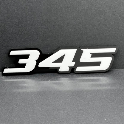 2x White black 345 Hemi Emblems 345 Side Fender Badge 3D for 345 Emblem
