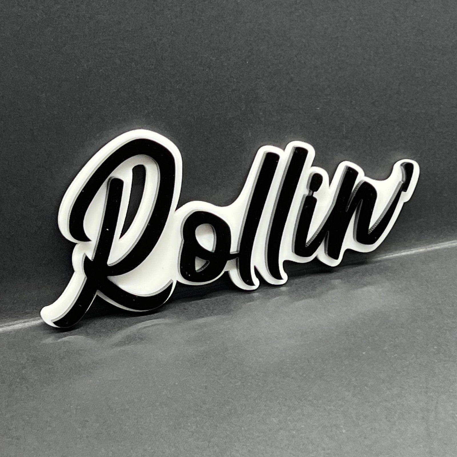 1pcs Rollin 3D Emblem – Multicolor Acrylic Car Badge for Fender & Trunk