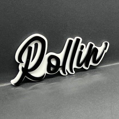1pcs Rollin 3D Emblem – Multicolor Acrylic Car Badge for Fender & Trunk