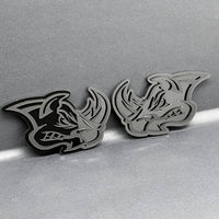 2pcs Rhino Badges Emblem Black Mate Black BADGES Fender Angry Agressive Raging
