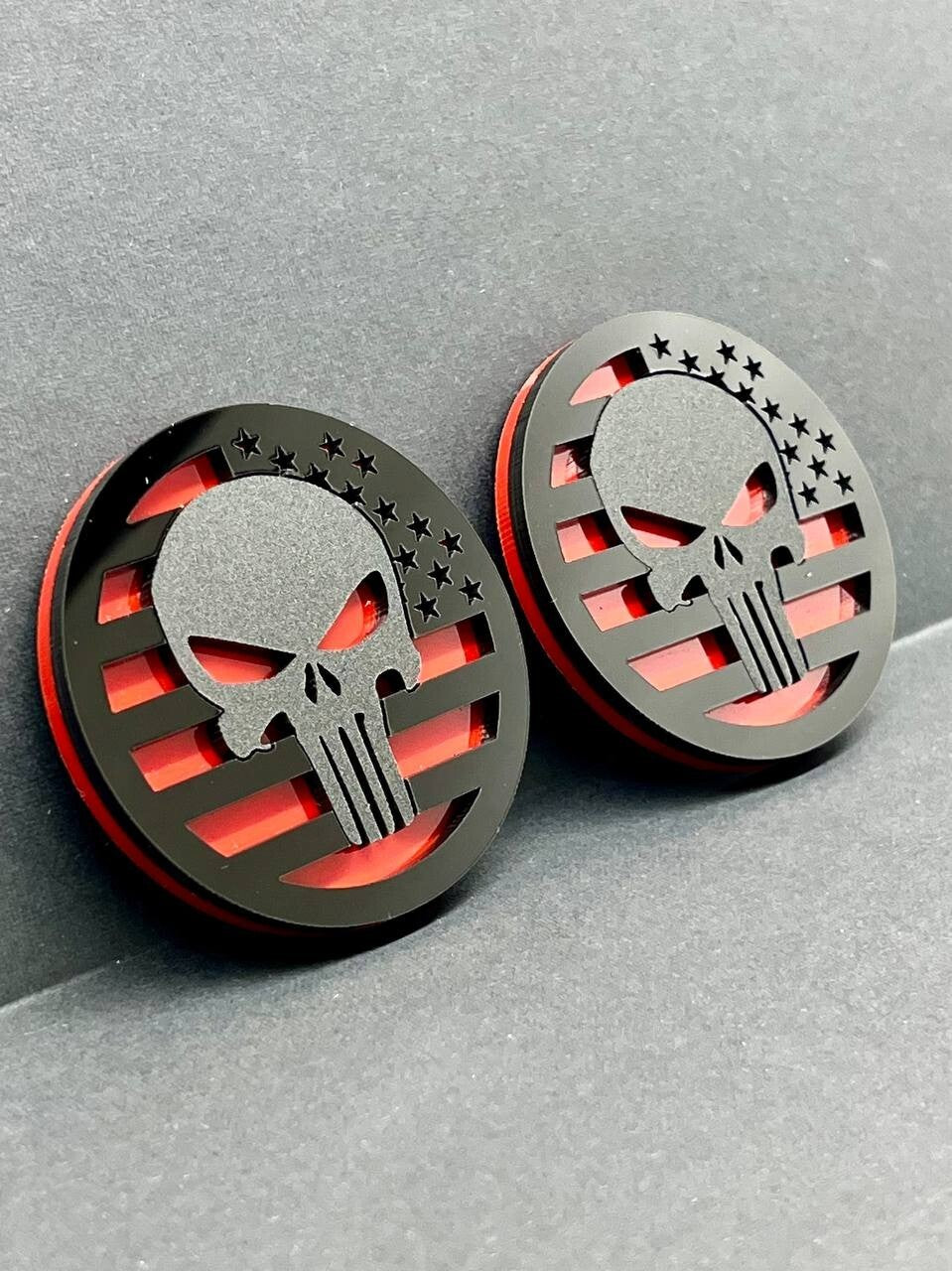 2PCS 18-24 WRANGLER GLADIATOR JL PUNISHER FENDER EMBLEM BADGE FENDER