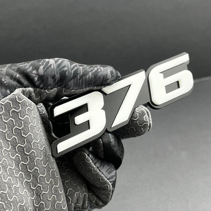 2x White black 376 Hemi Emblems 376 Side Fender Badge 3D for 376 Emblem
