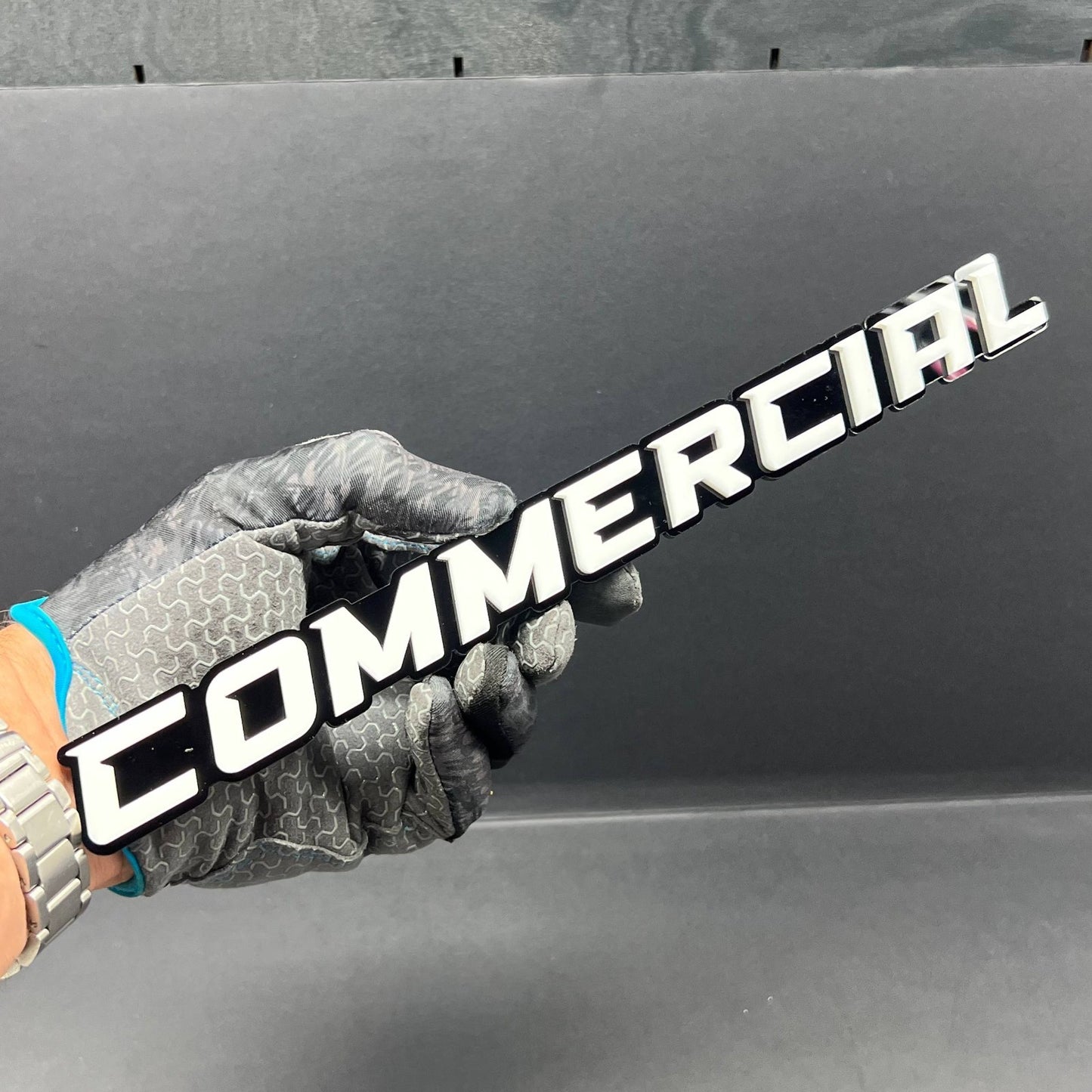 1PC COMMERCIAL Emblem – Durable 3D Multicolor Acrylic Car & Truck Badge