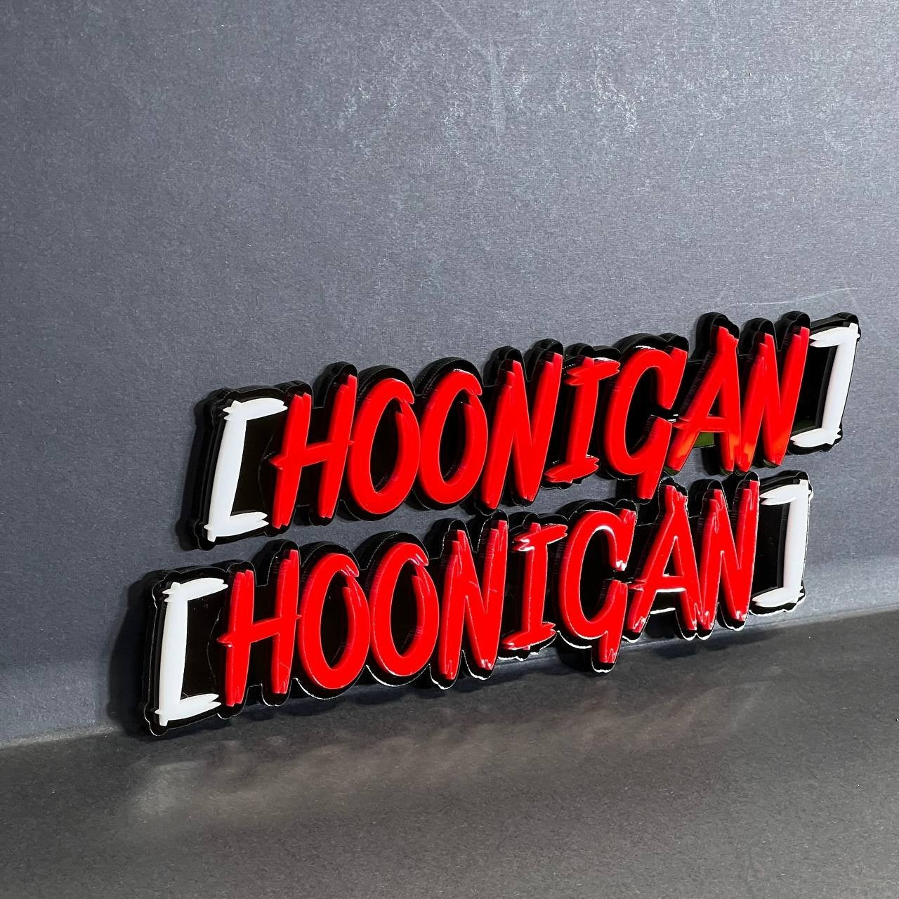 2PCS HOONIGAN 3D Emblem Badges – JDM Drift Style Acrylic Stickers Multicolor