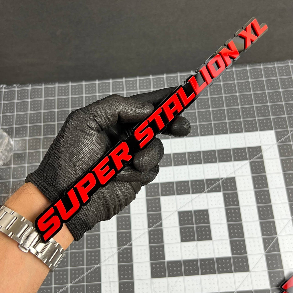 1PC SUPER STALLION XL Emblem – Custom 3D Multicolor Acrylic Car Badge