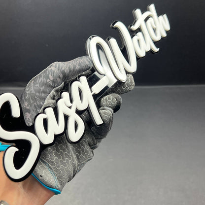 1PCS SASQ-WATCH Emblem – Custom 3D Multicolor Acrylic Car Exterior Badge