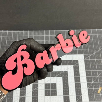 1pc BARBIE Multicolor 3D Acrylic Emblem – Custom Badge for Cars, SUVs & Trucks