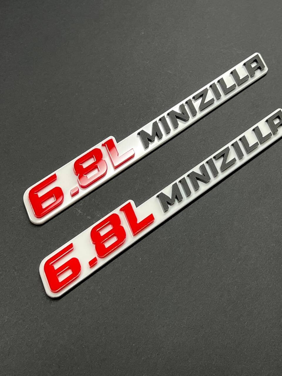 6.8L EMBLEMS QTY 2 FENDER EXTERIOR 6.8L ENGINE BADGE PAIR 3D ACRYLIC DECAL