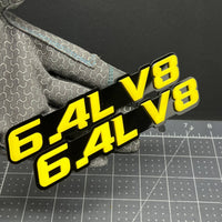 1PC 6.4L V8 Emblem – 3D Acrylic Multicolor Fender or Tailgate Car Badge Decal