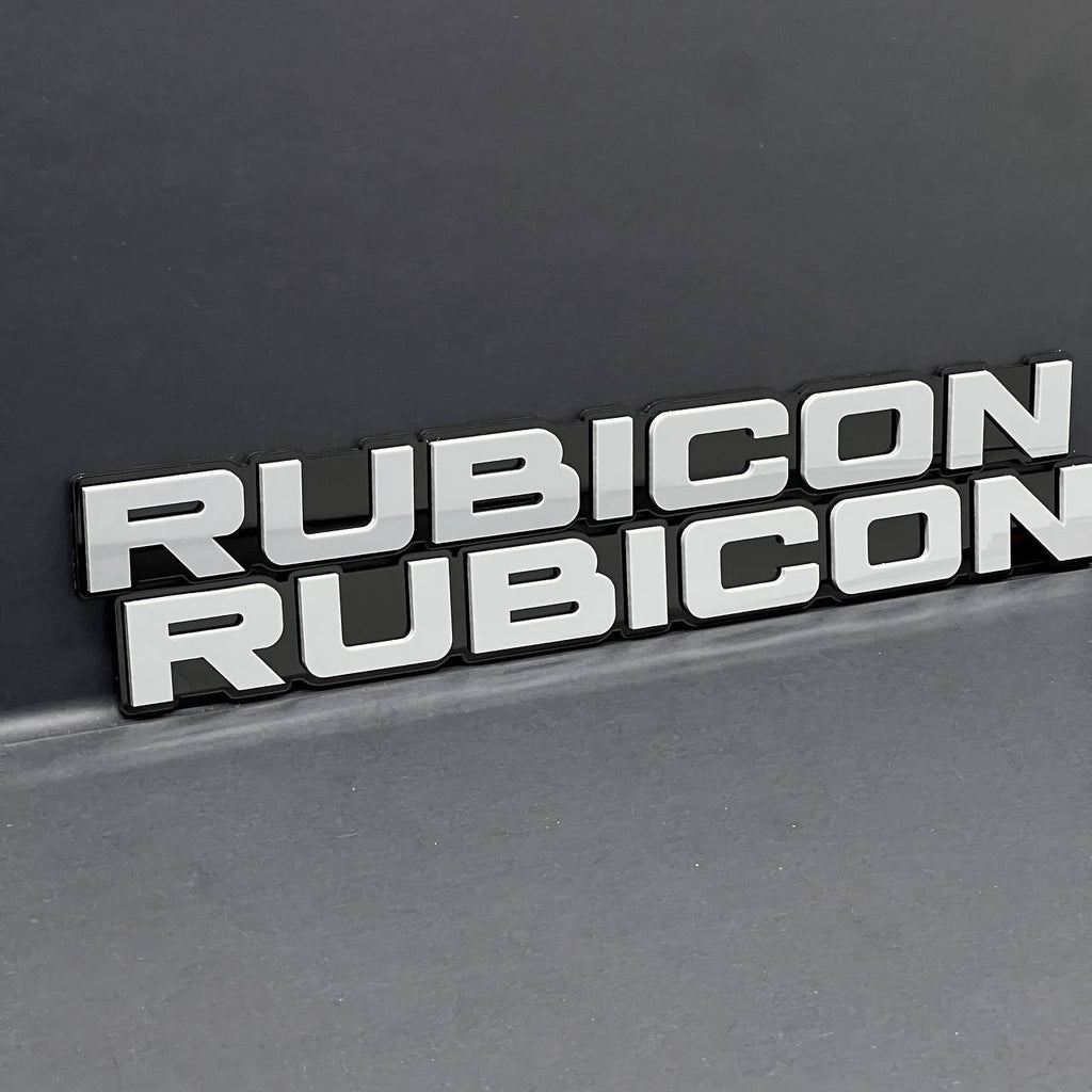 RUBICON EMBLEMS QTY 2 FENDER EXTERIOR RUBICON BADGE PAIR 3D EMBLEMS